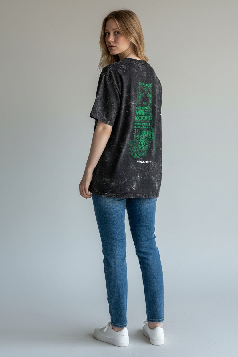 Acid Washed Oversized Creeper Tee