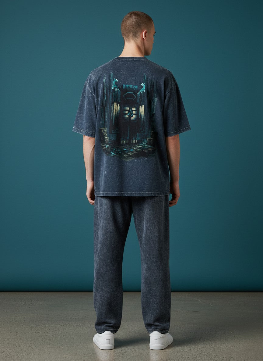 Unisex Acid Washed Oversized Warden Tee