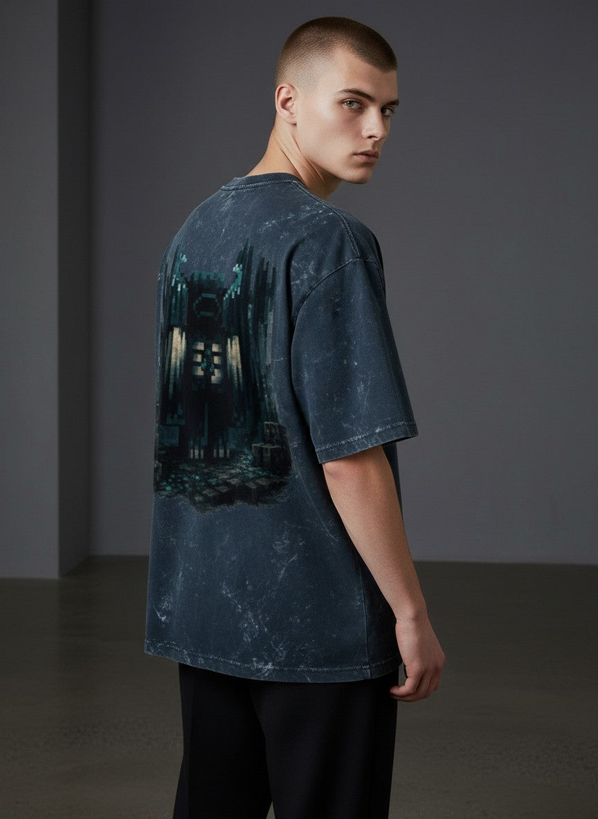 Unisex Acid Washed Oversized Warden Tee